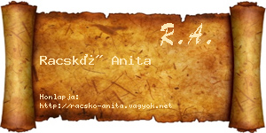 Racskó Anita névjegykártya